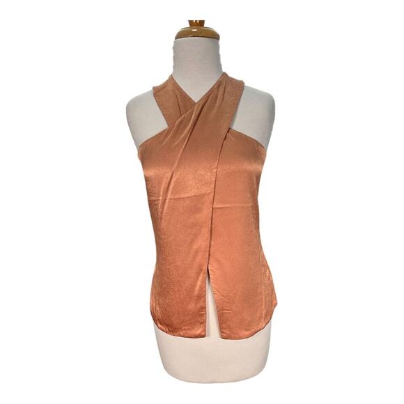Revolve Lanston Cross Front Halter Top Honey Size XS New With Tag Key Hole Back - Picture 14 of 14
